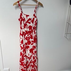 Evereve Red and White Midi Dress